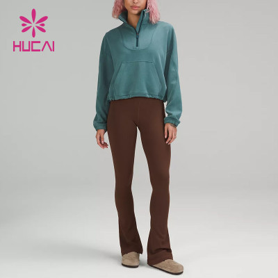 Thread Fabric Design Long Sleeve T Shirts Female Hucai Sportswear Manufacturer