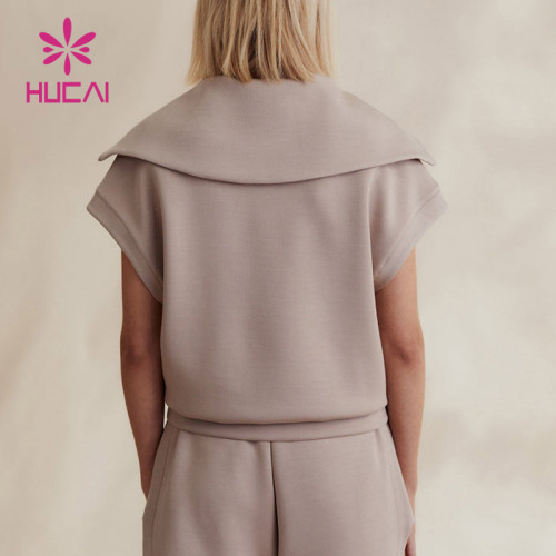 Thread Fabric Splicing Short Sleeve T Shirts Female Hucai Sportswear Manufacturer
