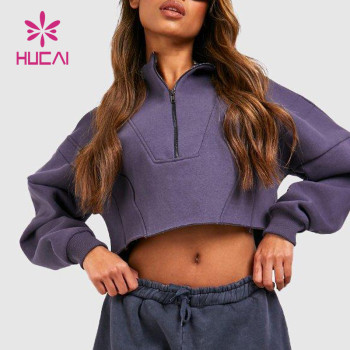 Short Spliced Fabric Long Sleeve Female Hucai Sportswear Manufacturer