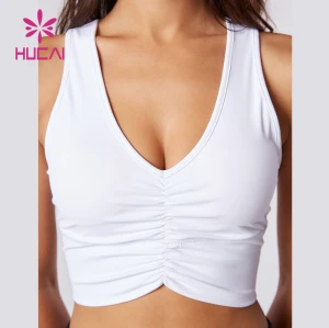 Pleated | V-neck Design Sports Bra Women China Manufacturer