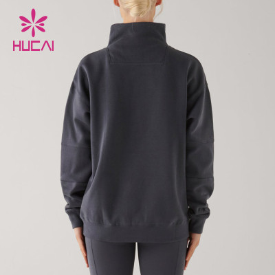 HUCAI ODM Custom High Neck Hoodies 1/2 Zipper Sports Top Manufactured In China