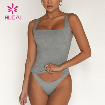 HUCAI ODM High Quality Square Neck high stretch Design Tank Top China Manufacturer