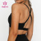 Hucai Fashion Wholesale Shoulder Strap Overlay Criss Cross Yoga Sports Bras Manufacturer