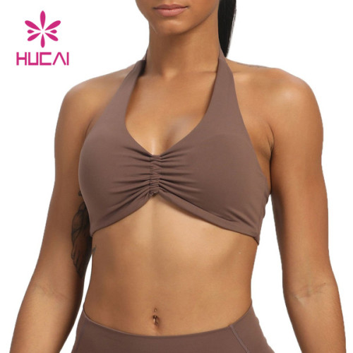 Hucai ODM Wholesale Yoga Strapless design Around The Neck  Sports Bras Premium Quality