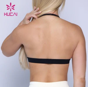 Hucai New Design Wholesale Yoga Strapless design Around The Neck  Sports Bras Factory
