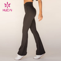 HUCAI Fashion "V" Waist Design Flared Pants China Megaphone Yoga Leggings Supplier