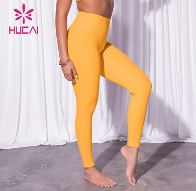 HUCAI Fashion "V" Waist Design Flared Pants China Colorful Yoga Leggings Supplier