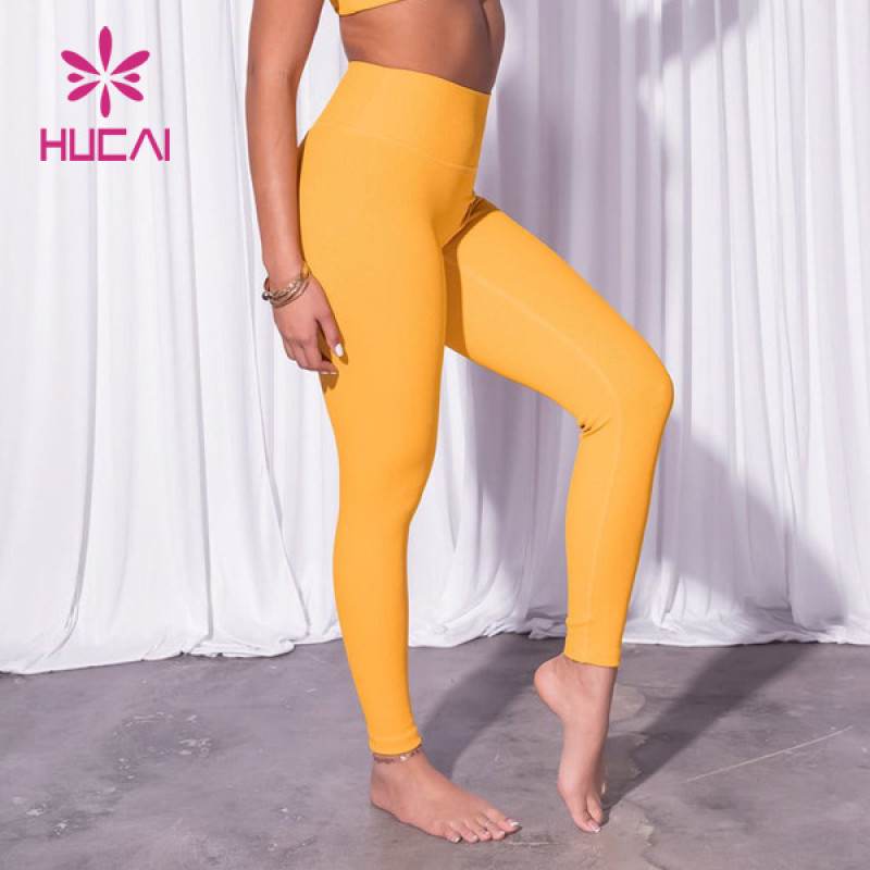 HUCAI Fashion "V" Waist Design Flared Pants China Colorful Yoga Leggings Supplier