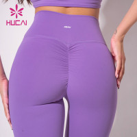 HUCAI ODM High Waist Design Distinctive Folds Pants China Colorful Yoga Leggings Supplier