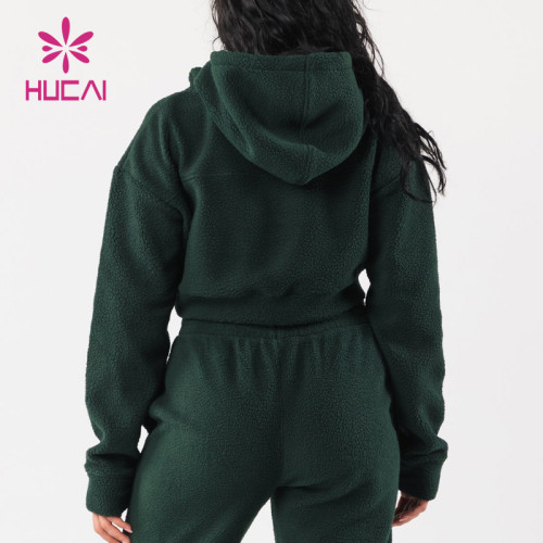HUCAI ODM Polar Fleece Hoodie For Women Crop Top Sportswear China Clothes Factory