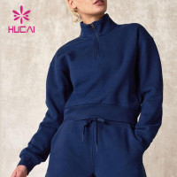 HUCAI Private Label High Neck Hoodies 1/3 Zipper Sports Top China Manufacturer