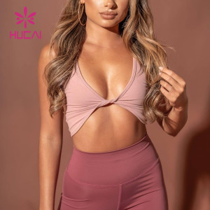 HUCAI Sexy Design Good Chest Wrap Front Kink Design Fashion Sports Bra Women Manufacturer