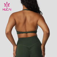HUCAI Hot Sale Yoga Strapless Front Kink Design Around The Neck  Sports Bras Premium Quality