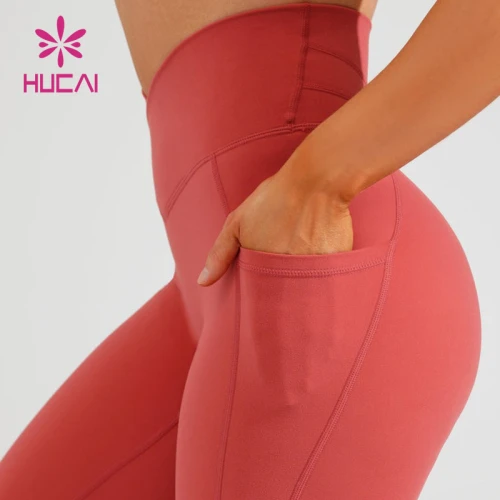 HUCAI Custom Butt Lift Hight Waist Leggings Custom Women Yoga Clothing With Pocket Manufacturer