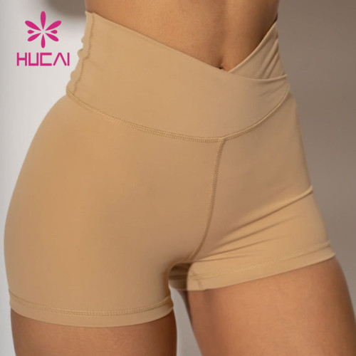 HUCAI OEM Womens Scrunch Detail Shorts Sportswear High Waist Yoga China Manufacturer
