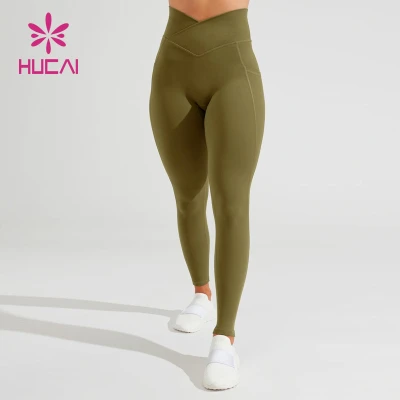 HUCAI Custom Clean Lines Hight Waist Leggings Custom Women Yoga Clothing With Pocket Manufacturer