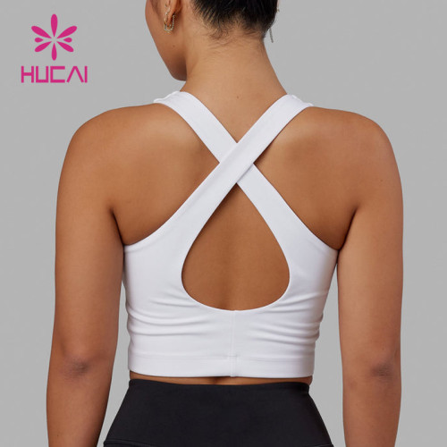 Hucai Hot Sale Breathable Sportswear Cross Strap Yoga High Support Crop Sports Bras Supplier