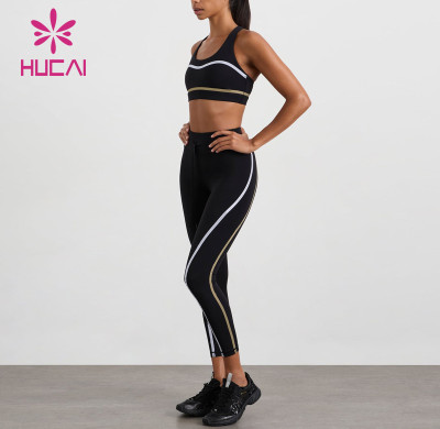 HUCAI Unique Design Clean Lines Hight Waist Leggings Custom Workout Yoga Pants  Manufacturer