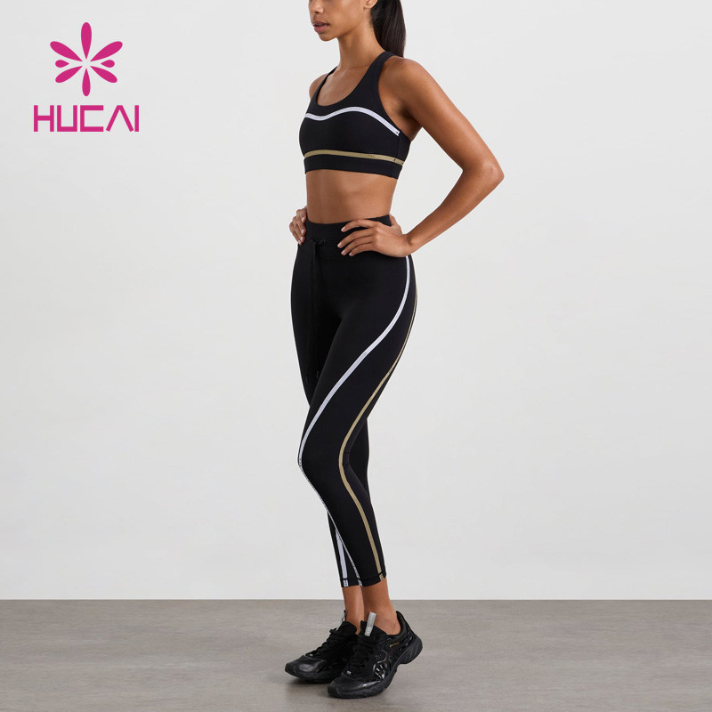 HUCAI Unique Design Clean Lines Hight Waist Leggings Custom Workout Yoga Pants  Manufacturer