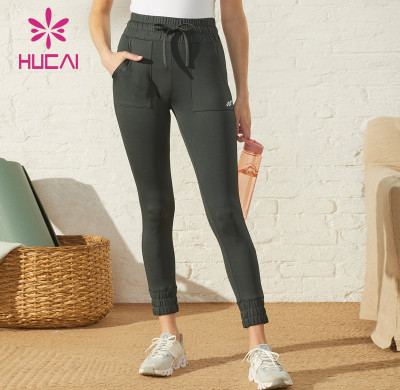HUCAI Custom Fit Sporty Leggings Custom Women Yoga Pants With Pockets Clothing Manufacturer