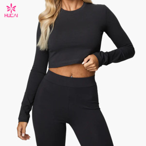 HUCAI Custom Long Sleeve T Shirts High Quality Fabrics Female ODM Gymwear Manufacturer