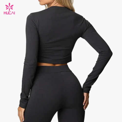 HUCAI Custom Long Sleeve T Shirts High Quality Fabrics Female ODM Gymwear Manufacturer