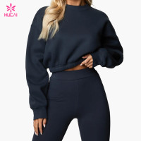 HUCAI Custom Women's Sweatshirt Loose Long sleeves Hoodie Fitness Wear China Manufacturer