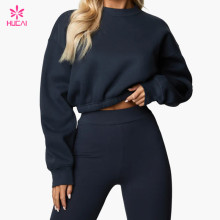 HUCAI Custom Women's Sweatshirt Loose Long sleeves Hoodie Fitness Wear China Manufacturer