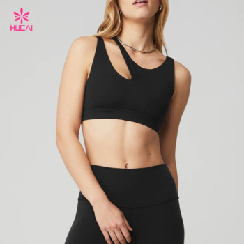 HUCAI Custom 2023 Sports Bra Ultra-cute Round Neckline and Cutout Detail for Breathability Women