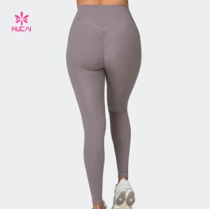 HUCAI Custom Full Length Leggings Polyester Fabric Women Yoga Clothing Manufacturer