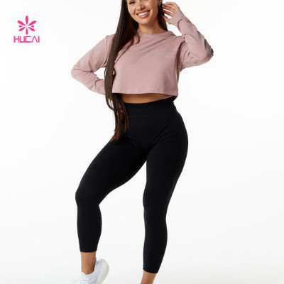 HUCAI Custom Long Sleeve T Shirts breathable Fabrics Female ODM Gymwear Manufacturer