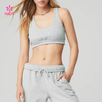 HUCAI Private Label Scoop Neck Sweatshirt Bra Soft Design China Sportswear Supplier