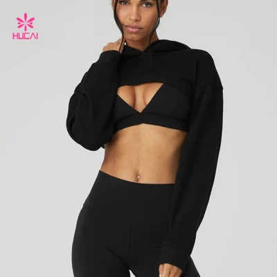 HUCAI Custom Cropped Shrug It Off Hoodies Stylish Premium Fabric Jackets Supplier