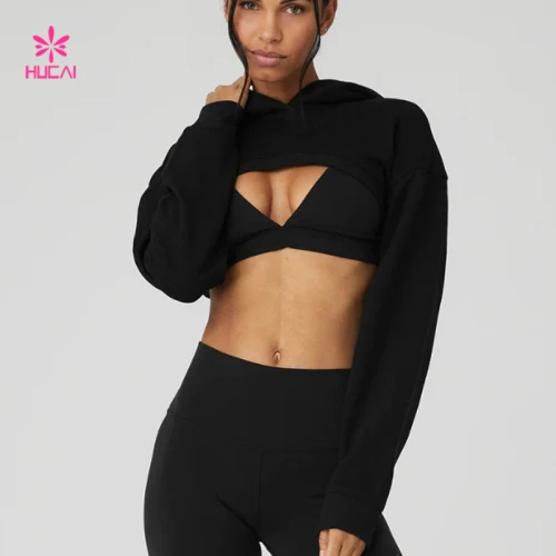 HUCAI Custom Cropped Shrug It Off Hoodies Stylish Premium Fabric Jackets Supplier