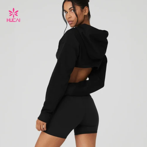 HUCAI Custom Cropped Shrug It Off Hoodies Stylish Premium Fabric Jackets Supplier