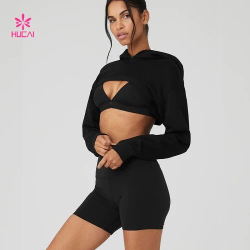 HUCAI Custom Cropped Shrug It Off Hoodies Stylish Premium Fabric Jackets Supplier