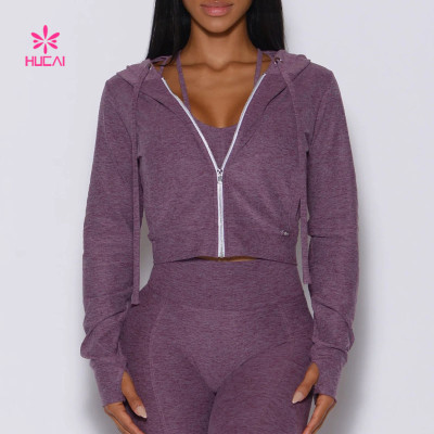 HUCAI OEM Cropped Hoodie With Thumb Holes 2024 Custom Activewear Aanufacturer