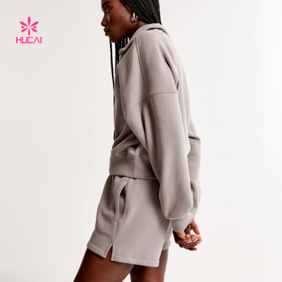 HUCAI OEM Half-Zip Sweatshirt Hip-hitting Length Style Custom 2024 Activewear Supplier