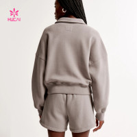 HUCAI OEM Half-Zip Sweatshirt Hip-hitting Length Style Custom 2024 Activewear Supplier