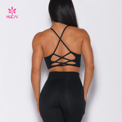 HUCAI Custom Criss-Cross Sports Bra Skinny Straps Activewear China Activewear 2024