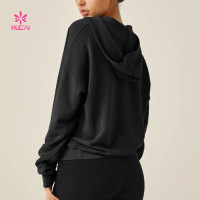 HUCAI Custom Wrap-front Pullover Hoodie with Elasticated Waistband China Supplier