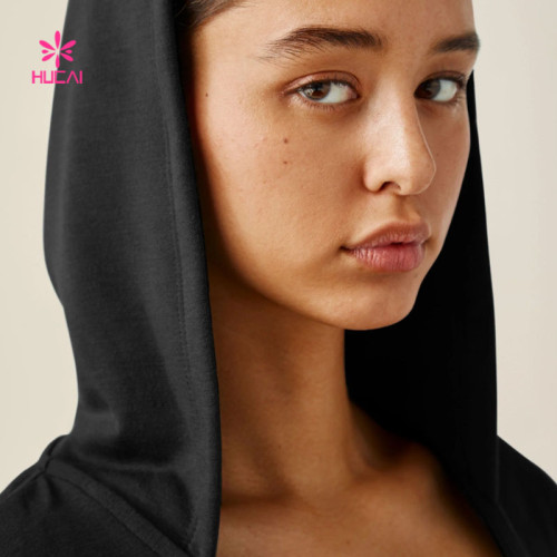 HUCAI Custom Wrap-front Pullover Hoodie with Elasticated Waistband China Supplier