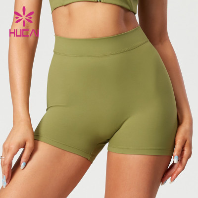 HUCAI Classic Workwear-style Yoga Shorts Distressed Metal Decorative Buckles Manufacturer