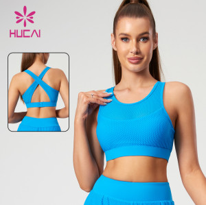 HUCAI New Bubble Mesh Sport Bras Extreme Breathable and Comfortable Design China Supplier