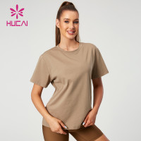 HUCAI ODM Gym Short Sleeve Letter Digital Printing Fitness Crew Neck Shirts Supplier