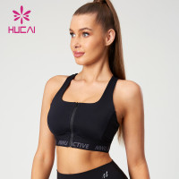 HUCAI Fashionable Front Waterproof Silicone Zipper Sports Bras Silicone Letter Hot Stamping Supplier