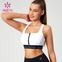HUCAI Fashionable Front Waterproof Silicone Zipper Sports Bras Silicone Letter Hot Stamping Supplier