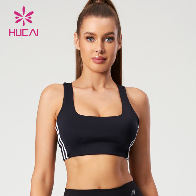 HUCAI OEM Square Collar Design Yoga Bras Dual Straps on Both Sides Contrasting Color Manufacturer