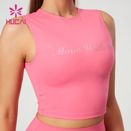 HUCAI ODM Slim-fit Tank Top Letter Drilling Technology Vest Factory Manufacturer