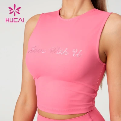 HUCAI ODM Slim-fit Tank Top Letter Drilling Technology Vest Factory Manufacturer